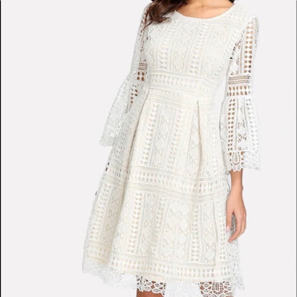 Dresses & Skirts - Guipure Lace Overlay Fit & Flare Dress S